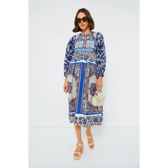 Weekend Max Mara Dresses & Skirts - NWT Weekend Max Mara Turquoise Ghiotto Midi Cotton Boho Dress Blue Size 2 XS